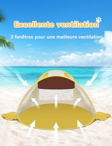 Tente de plage pop up pour protéger bébé du soleil et de la chaleur avec aération efficace