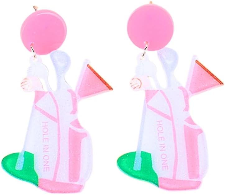 Acrylic Golf Themed Earrings Golf Ball Bag Cart Dangle Earrings Fun Golf Club Earrings Sport Game Day Accessories Outfits Jewelry Gifts for Women