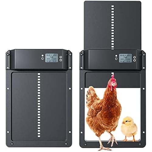 Automatic Chicken Coop Door, Automatic Chicken Door with Light Sensor & Timer Control Open/Close, Multi-Modes Chicken Coop Door Opener (Black)-02
