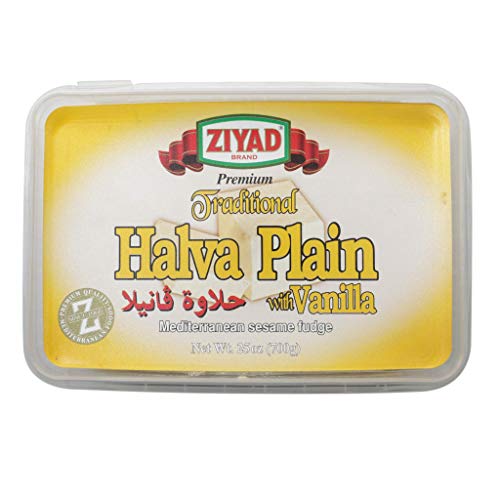 Ziyad Traditional Mediterranean Sesame Fudge Halva with Vanilla, Additives No Preservatives, 25 oz