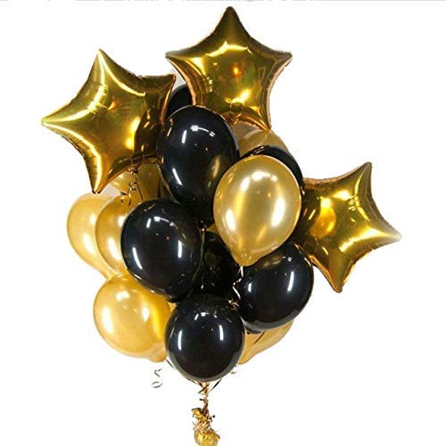Shreeja CollectionsShreeja Collections Balloons Bouquet for Birthday/Anniversary/Bachelorette Party Decoration (Black and Gold) - Pack of 10 Pcs
