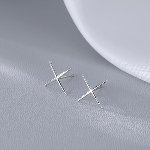 Reffeer 925 Sterling Silver Letter X Studs Earrings for Women Teens X Earrings Studs Piercing Earrings4