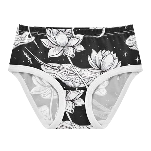 White Lotus Flowers Dragonflies Girls Underwear Toddlers 2t Cotton Panties for Girl Bright Briefs Kids Undies