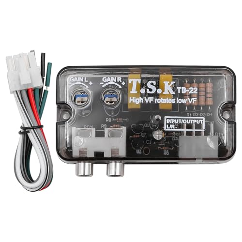 WANGCL Auto Audio Konverter RCA Stereo High To Low Einstellbare Frequenz Linie Lautsprecher Level Converter Adapter mit Steuer Kabel