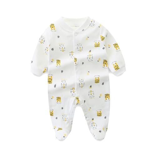 Image of Hikido Infant Jumpsuit Cute Cartoon Footed Rompers Organic Cotton Onesie for 0~12M Baby