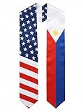 ZenNex Flag Graduation Stole Country Honor Sash Proudly Celebrate Your Heritage&Achievement Dual-Sided for High School&University (Philippines & USA Flag Combo)