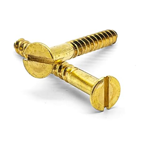 Hippo Hardware M5 (5mm X 45mm) Solid Brass Slotted Countersunk Wood Screws (Pack of 10) Cover