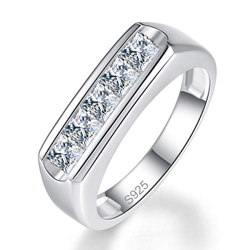 BONLAVIE Bague Homme/Femme Argent Sterling 925 Anneaux Rond Oxy de Zirconium Bague Unisexe Cover