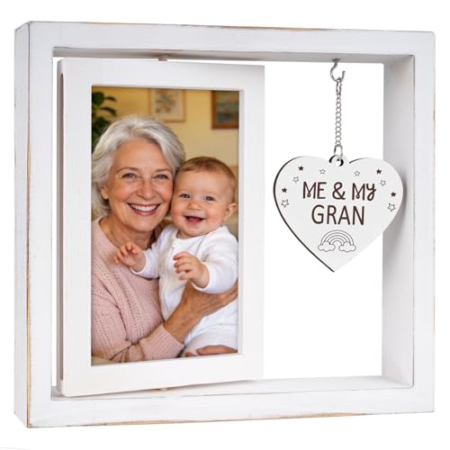 Gran Gifts Gran Birthday Gifts - Rotating Photo Frame Gift for Gran Best Gran Gift from Grandchildren Present for Gran on Birthday Mothers Day Christmas