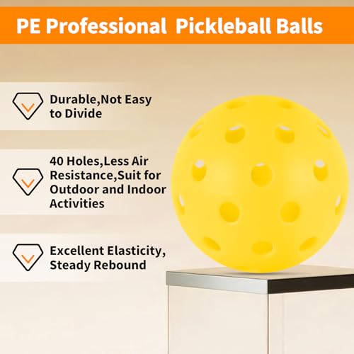 image for Wiseek 4pcs Pickleball Balls,40 Holes Outdoor Pickleball Balls,8mm Pre