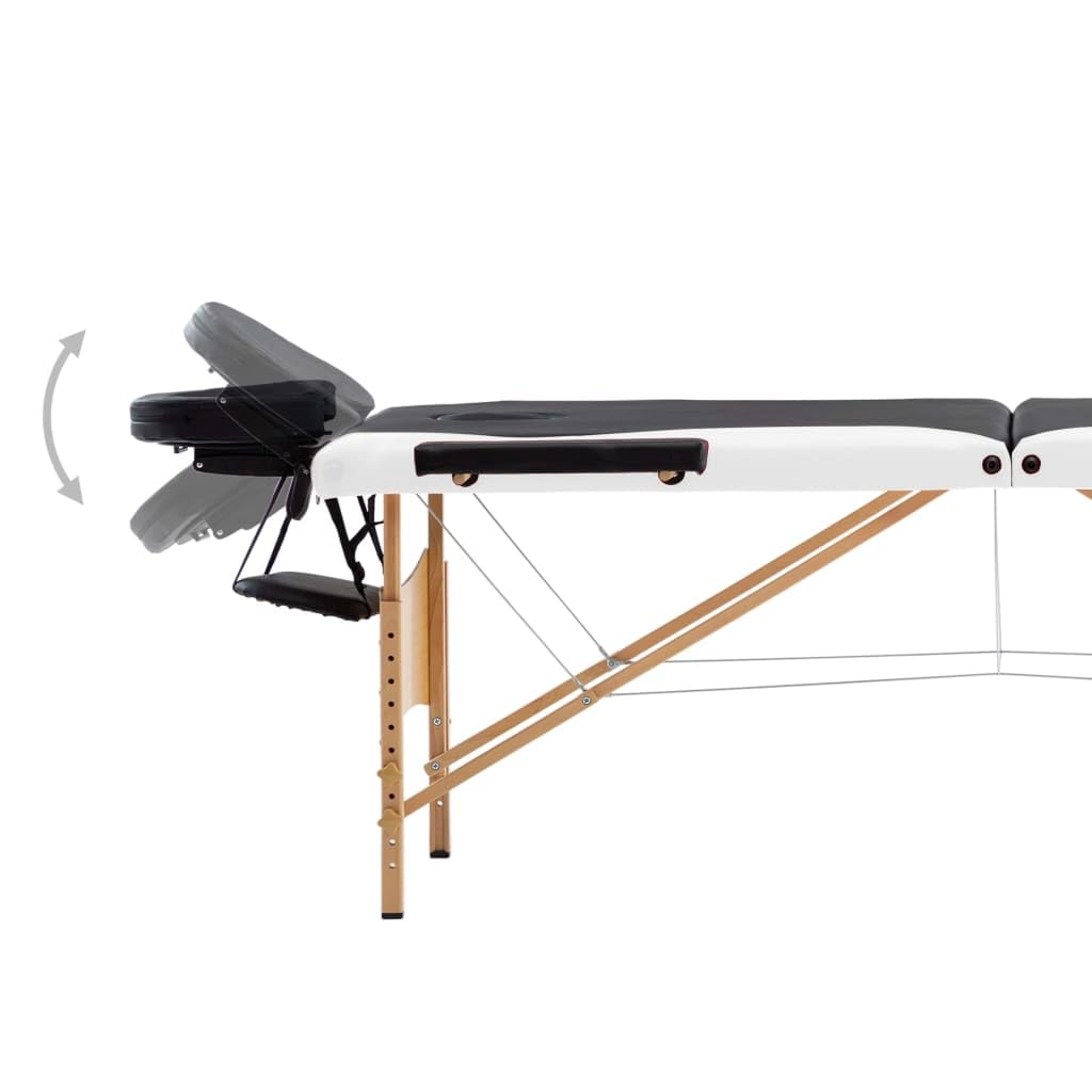 Générique Table de Massage Pliable 3 Zones Bois Noir et Blanc,Santé & beauté,Hygiène personnelle,Massage & Relaxation,Tables de Massage,Noir,18.45 KG,110212