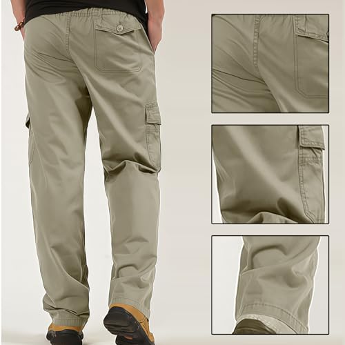 Sobrisah Men's Lightweight Pull on Casual Pants Full Elastic Waist Cargo Work Chef Pants Regular/Loose Fit Style Sweatpants3