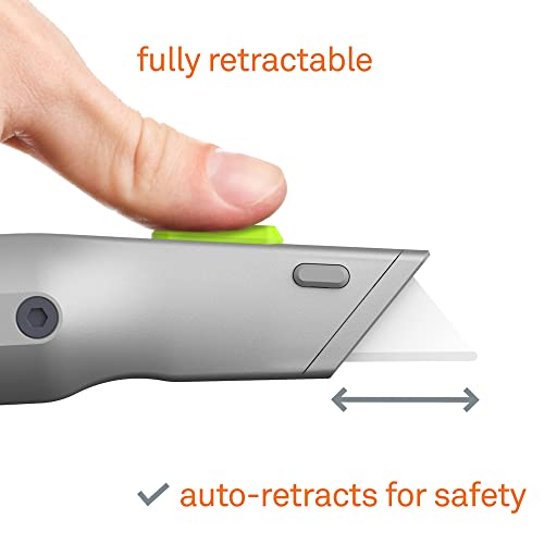 Metal-Handle Utility Knife, Finger Friendly Ceramic Blade, Auto Retracts for Safety, Heavy Metal Handle, Comfortable Grip, Stores Extra Blade, Ambidextrous, Easy Blade Change by Slice - Image 4