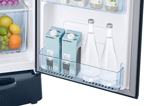 Image of Samsung 183 L, 2 Star, Digital Inverter, Direct-Cool Single Door Refrigerator (RR20C2812U8 /NL, Blooming Saffron Blue, Base Stand Drawer)