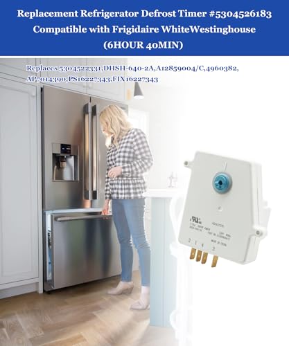Image of Replacement Refrigerator Defrost Timer #5304526183(6HOUR 40MIN) Fits For Frigidaire White Westinghouse Refrigerator LFTR1835VF LFTR2045VF,Replaces 5304522331,DHSH-640-2A,A12859004 /C,4960382,AP7014390