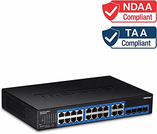 Image of TRENDnet 20-Port Gigabit Web Smart Switch, 16 x Gigabit Ports, 4 x Shared Gigabit Ports (RJ-45 /SFP), VLAN, QoS, LACP, IPv6 Support, 40 Gbps Switching Capacity, Lifetime Protection, TEG-204WS