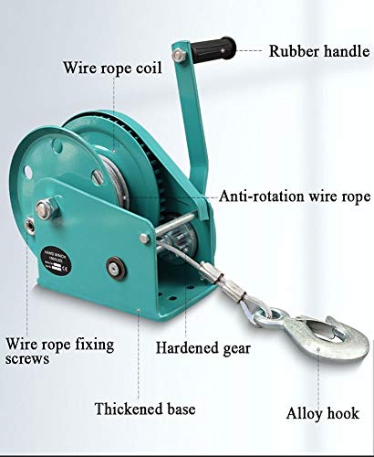 Winche manual con cable y gancho, 1200lbs, 20 m miniatura 2