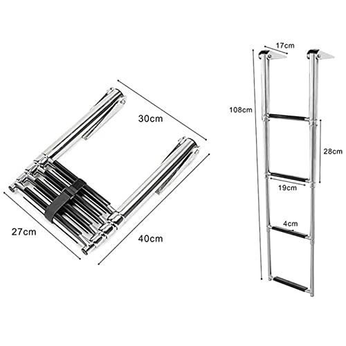 Escalera Telescópica de Acero Inoxidable para Piscina o Barco, 4 Peldaños miniatura 7
