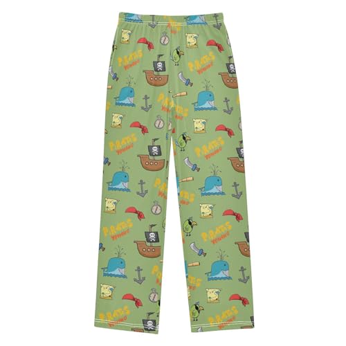 Pirates Whale Bird Boys Long Pants Soft Trousers Elastic Waist Kids Lounge Bottoms with Pockets S-XL