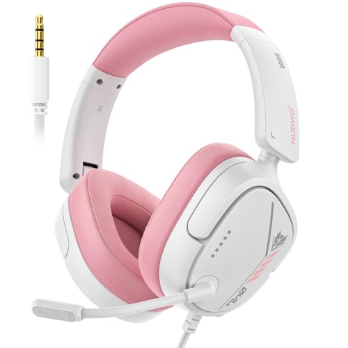 Image of NUBWO HG04L Gaming Headset for PS5 /PS4, Xbox Series X|S /Xbox One, Switch - 250g Lightweight, Clear Unidirectional Mic, Soft Memory Earmuffs, 3.5mm Jack for Gaming & Work - Pink