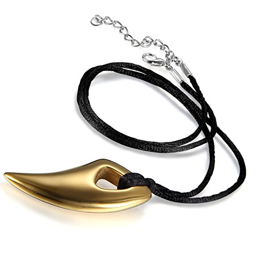 Flongo Collana Regolabile Ciondolo Lupo Dente