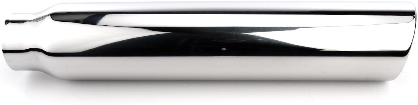 JEGS Exhaust Tip | Polished Stainless Steel | Overall Length 18 Inches | Inlet ID 2.5in./ Outlet ID 3.5in.| Single Wall | Slant Cut | Weld-On