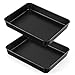 HaWare Set di 2 teglie da forno antiaderenti, in acciaio inox, piccole teglie da forno profonde, rettangolari, per brownies lasagne, 26,5 x 20,6 x 5 cm, antiruggine e carichi pesanti, facili da pulire immagine