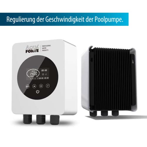 AquaForte Vario+ 1100 Frequenzumrichter mit Touchscreen, 1 Phase AC, Eingangsspannung 220-240V, Drehzahlregelung für Poolpumpen, 4 verschiedene Timer pro Tag möglich, Umweltfreundlich