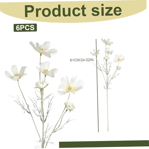 Fleurs artificielles cosmos blanches en soie de 60cm pour decor de maison