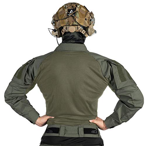 IDOGEAR Men G3 Combat Shirt with Elbow Pads Rapid Assault Long Sleeve Shirt Tactical Military Airsoft Clothing (Ranger Green, XX-Large)