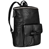 STILORD 'Fernandez' Vintage Rucksack Leder groß Herren Damen Business Uni Büro für schmale Ordner und für 13,3 Zoll MacBooks Echtleder, Farbe:schwarz