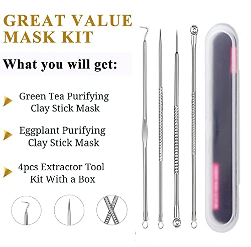 Fenshine 2 Pack Green Tea/Eggplant Purifying Clay Stick Mask, Green Tea Cleansing Mask Blackhead Remover, Face Moisturizes Oil Control Deep Clean Pore For All Skin Types Men Women #TOP5