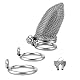 Cock Cage Push-Lock mit 3 Penisrings Metall Mesh Keuschheitskäfig Herren mit Verdecktem Schloss Design BDSM Sklave Sexspielzeug für Männer Keuschheit (Large)