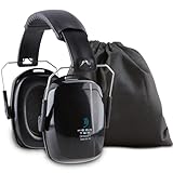 HearTek Earmuffs Hearing Protection with Travel Bag - Noise Canceling Ear Hearing Protection Defenders for Kids, Adults, Women, Children - Adjustable Protector Reduction Ear Muffs for Shooting - Black