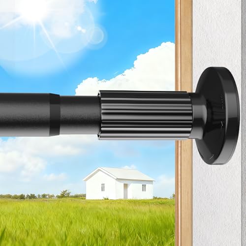Tension Curtain Rod 51-166 Inch(4.25-13.83Ft), Extra Long Outdoor Curtain Rod for Patio Window, No-Drill Dual-End Adjustable Spring Shower Rod, Easy to Install Never Rust, Rod Diameter 1.26In, Black