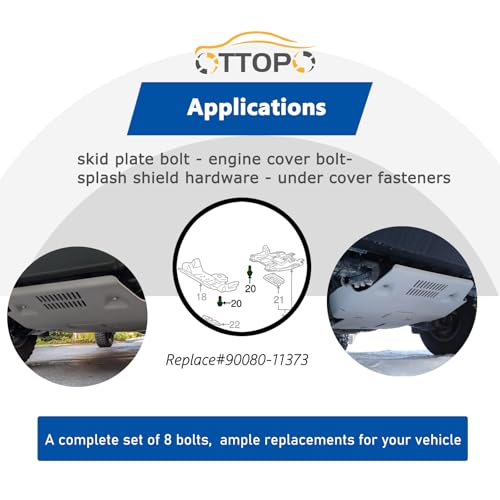 Image of Skid Plate Bolts Compatible with Toyota 4Runner Tacoma FJ Cruiser Tundra Sequoia Land Cruiser 304 Stainless Steel 12mm Hex Head 8 Pack