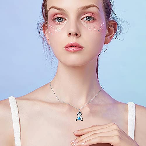 Aoboco Cow Necklace 925 Sterling Silver Year Of The Ox Necklace Heart Pendant Necklace Cow Jewelry Gifts For Women Teen Girls, Made With Austrian Crystal #TOP4