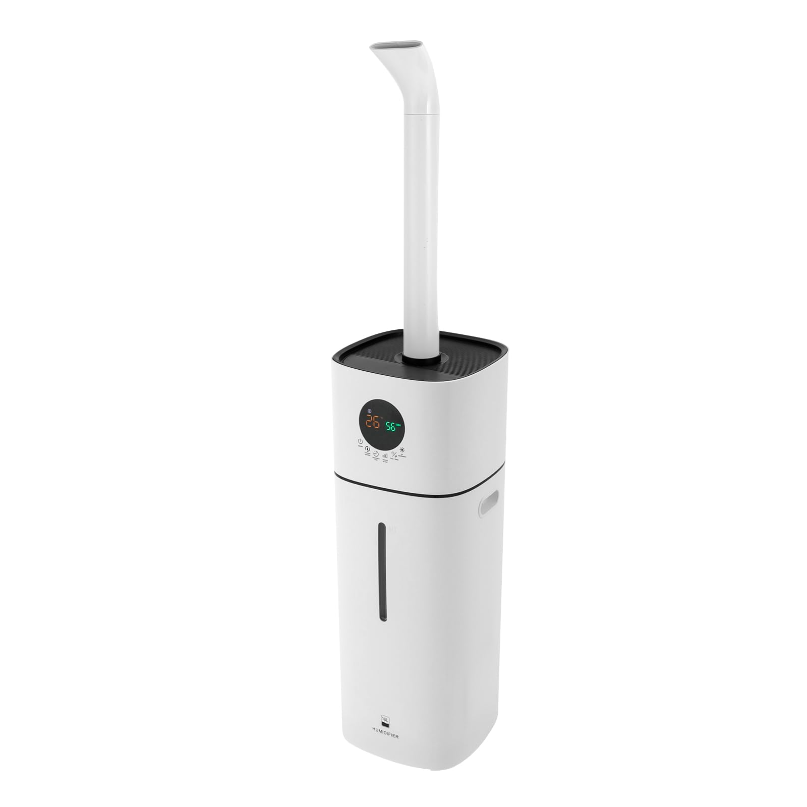 Luftbefeuchter Große Räume, 16L Obere Füllung, Ultraschall, LED-Bildschirm, 1-12H Timer, Einstellbare Luftfeuchtigkeit, Anwendbare Fläche 30-100m², Weiß