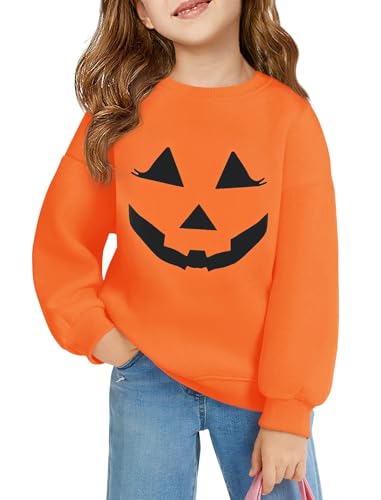 Image of Haloumoning Girls Oversized Crewneck Sweatshirts Kids Fleece Pullover Tops