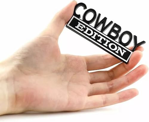 Image of Pair Set Cowboy Edition Raised Letters Emblem 3D Badge Sticker Decal Replacement for Vehicle, Truck, SUV, Door Decoration (Black White)