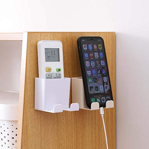Fine Remote Control Holder Wall Mount Damage-Free Universal Colorful Media Organizer Storage Box,Table and Nightstand Convenient Remote Storage Box (White) - Thumbnail 2