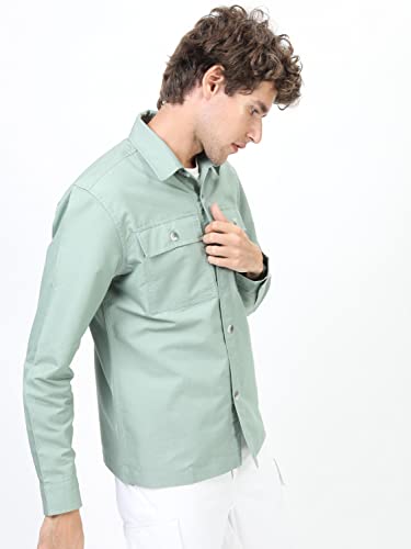 Image of Ketch Men's Polyester Slim Fit Solid Full Sleeve Over Shirt