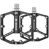GEWAGE 自転車 ペダル 9/16インチ 高回転 滑り止め 高耐久性 フラットペダル アルミ製 (GE-324) (ブラック)