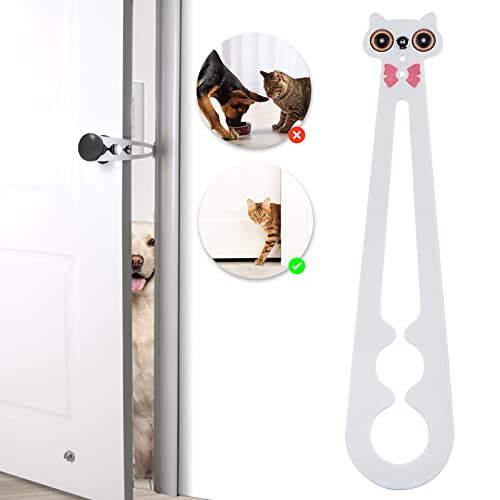 Image of Cat Door Interior Door - Ellasdan Cat Door Latch Keeps Dogs & Kids Out of Litter & Food, Cat Door Stopper Flexible Cat Door Holder Cat Gate One Piece No Measuring