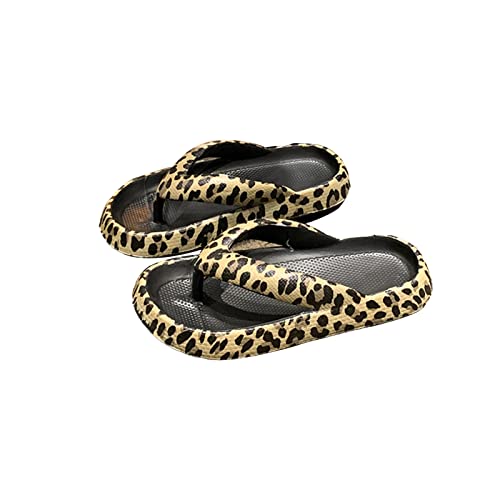 Beach Slippers,1 Pair Beach Slippers Fashion Leopard Non Slip EVA Soft Thick Sole Platform Women Summer Outdoor Flip Flops Slides Sandals Daily Wear Caqui 43 44