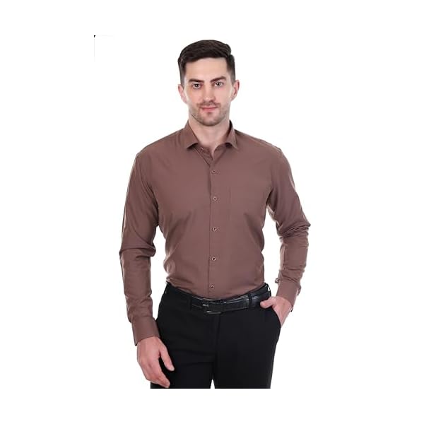 Sparrow Outfit Men’s Cotton Blend Regular Fit Shirt | Casual Wear Formal Shirts for Men and Boys | Spread Collar Long Sleeve Button Down Shirt for Office Parties Special Occasions (Nutty Brown)