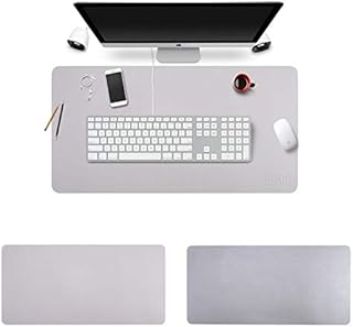 BUBM PU Leather Mouse Pad Mat Waterproof, Perfect Desk Writing Mat for Office and Home,Ultra Thin 2mm - 31.5"x15.8" (Gray)