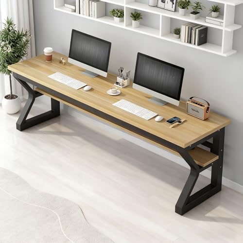 FXLKLUXE パソコンデスク ゲーミングデスク オフィスデスク 25mm厚の無垢材ボード 長さ100/120/140/160/180/200/220cm 耐荷重300kg 二重層収納設計 勉強机 強化クロスバー 簡単なインストール 学習机 コンパクト