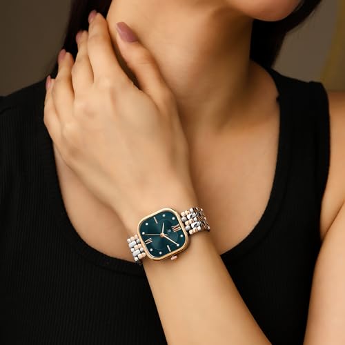 Image of Carlton London Chelsea Women Stainless Steel Analog Watch | Silver Waterproof Watches for Women Girls Ladies | Luxury Square Watch | Fashionable Trendy Quartz Movement Wrist Watch