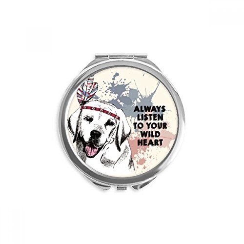 Espejo de maquillaje portátil de mano con ilustración de perro en acuarela
